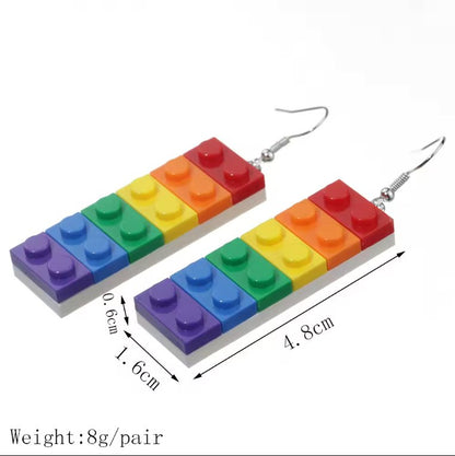 Building Blocks Rainbow Earrings - Colourful and Playful Fashion Statement - Rebellious Unicorns