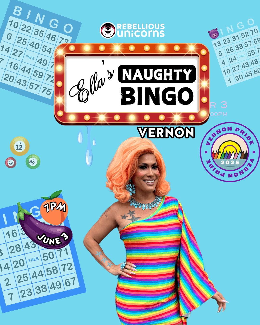 Ella's Naughty Bingo | Vernon PRIDE (June) - Rebellious Unicorns