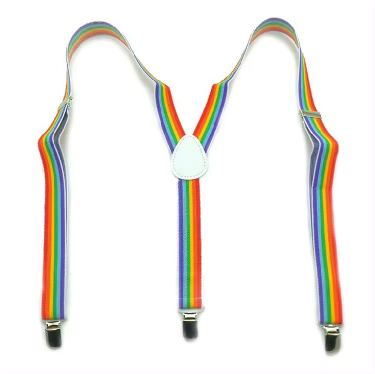 Rainbow Pride Suspenders with Silver Clips - Rebellious Unicorns