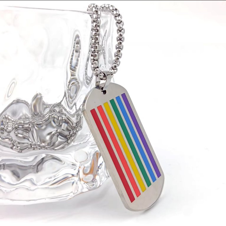 Stainless Steel 2SLGBTQ+ Rainbow Flag Pendant Necklace - Rebellious Unicorns